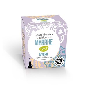 Encens, myrrhe, 12 cônes + porte encens