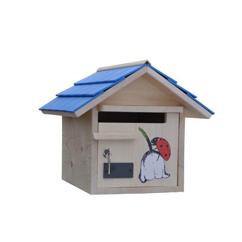 Boite aux lettres bois creastuce : coccinelle 1 porte prestige azur