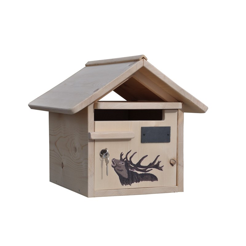 Boite aux lettres bois creastuce : grand cerf 1 porte