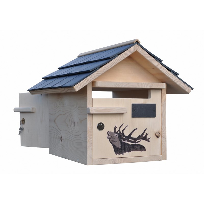 Boite aux lettres bois creastuce : grand cerf 2 portes prestige