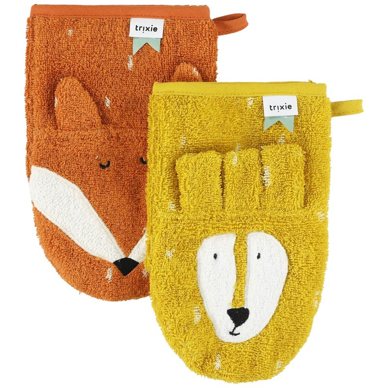 Lot de 2 gants de toilette mr. Lion et mr. Fox
