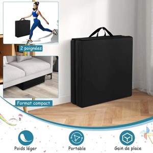 Tapis d'exercices pliable colorie noir