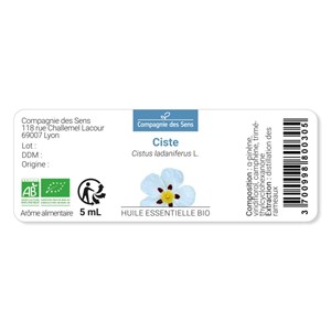 Ciste (cistus ladaniferus) - huile essentielle bio - 5ml garantie chromacert® -