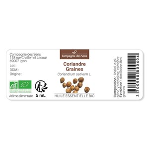 Coriandre graines - huile essentielle bio - 5ml garantie chromacert® - chémotypé