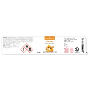 Curcuma (curcuma longa) - huile essentielle bio - 5ml garantie chromacert® - ché