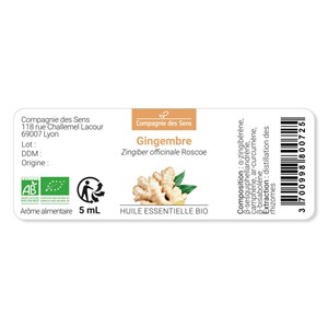 Gingembre (zingiber officinale) - huile essentielle bio - 10ml garantie chromace
