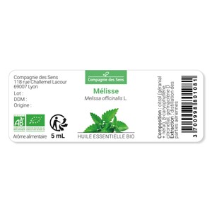 Mélisse (melissa officinalis) - huile essentielle bio - 5ml garantie chromacert®