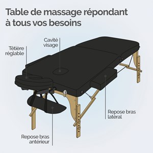 Table de massage 2z Bois noir