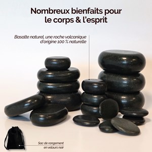 Lot de 20 pierres chaudes