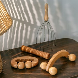 Kit de massage, rouleau en bois