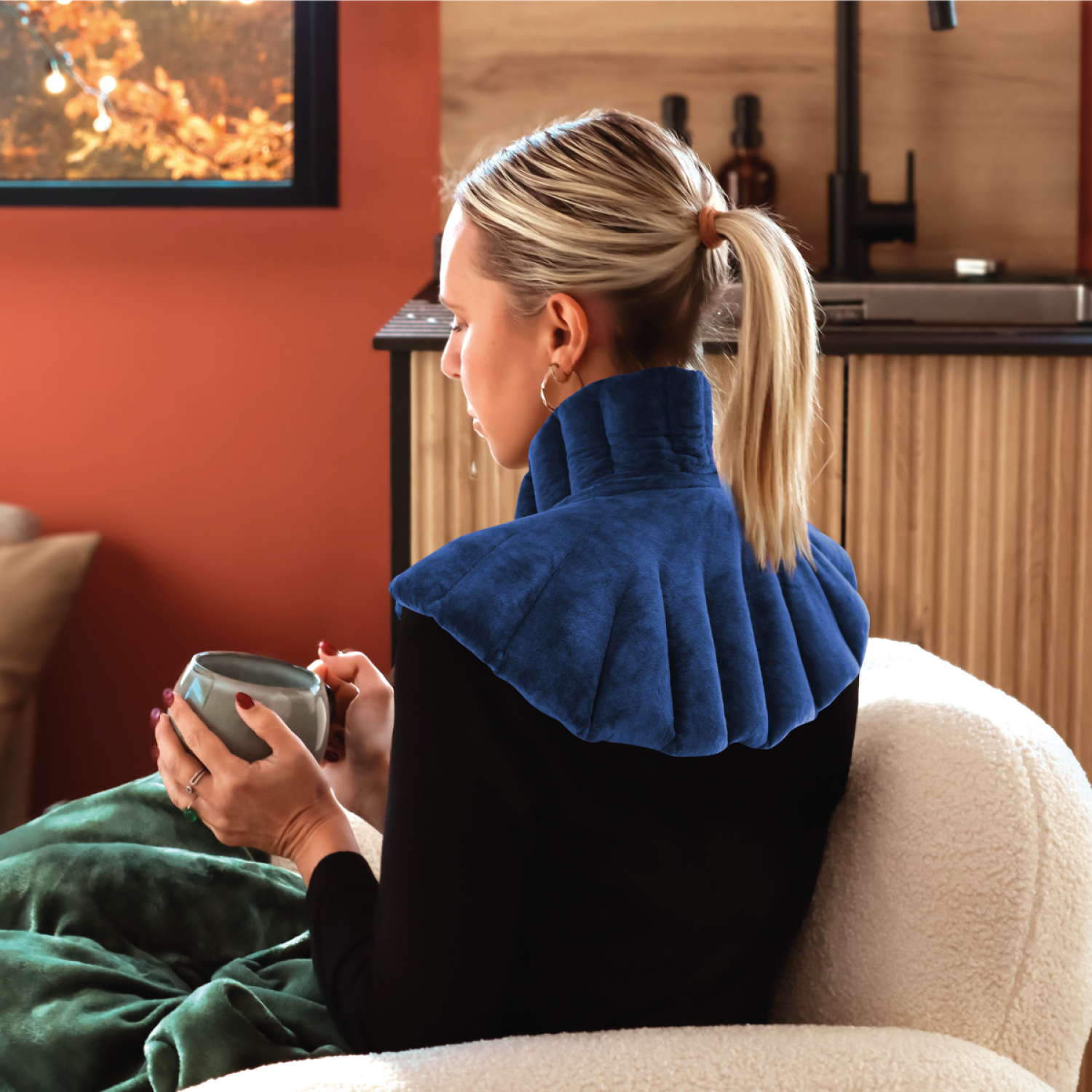 Coussin Chauffant Cervicales Électrique, Portable Coussin Chauffant Sans fil Rechargeable, Bouillotte Sèche pour Epaule et Nuque, Chauffage en 5 Secondes, Massage de cou Electrique