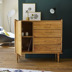 Buffet rétro en mindi 1 porte 4 tiroirs