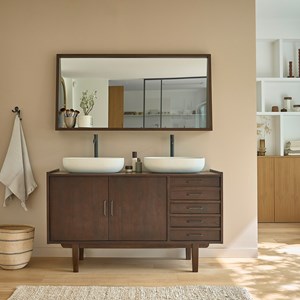 Meuble de salle de bain en bois de mindi
