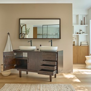 Meuble de salle de bain en bois de mindi