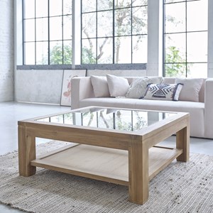 Table basse vitrée en bois de teck