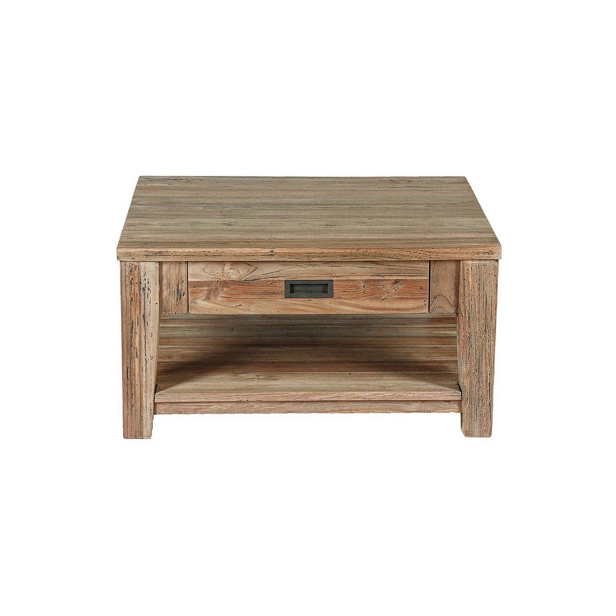 Petite table basse en teck recyclé et métal 85 cm - Thekku