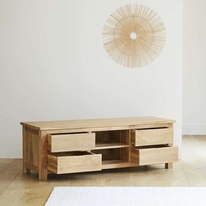 Meuble tv en bois de teck 4 tiroirs