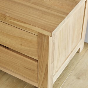 Meuble tv en bois de teck 4 tiroirs