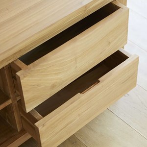 Meuble tv en bois de teck 4 tiroirs