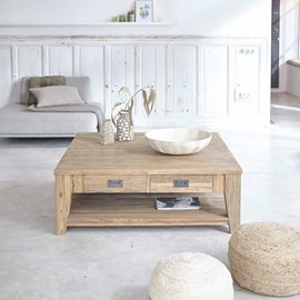 Table basse en bois de teck recyclé