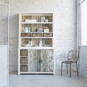 Bibliothèque pin recyclé 6 tiroirs