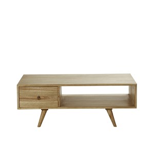 Table basse en bois de mindi avec tiroir