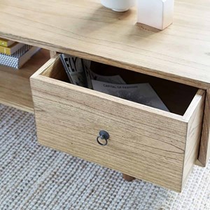 Table basse en bois de mindi avec tiroir