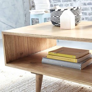 Table basse en bois de mindi avec tiroir