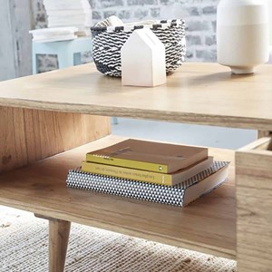 Table basse en bois de mindi avec tiroir