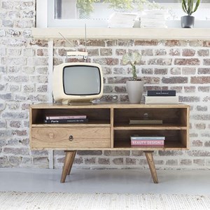 Meuble tv en bois de mindi 1 tiroir