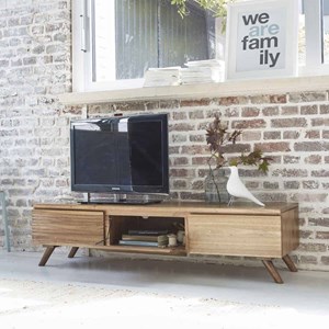 Meuble tv mindi 3 tiroirs abattants