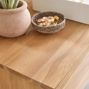 Meuble salle de bain suspendu teck