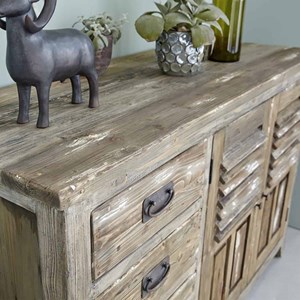 Buffet pin recyclé 2 portes 4 tiroirs