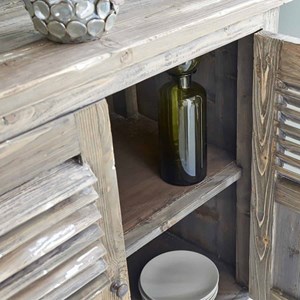 Buffet pin recyclé 2 portes 4 tiroirs