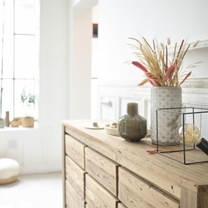 Buffet teck recyclé 3 tiroirs 3 portes