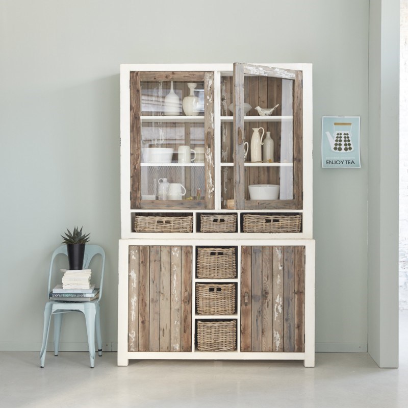 BOIS DESSUS BOIS DESSOUS - Vaisselier pin recyclé 4portes 6tiroirs