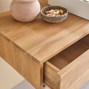 Meuble salle de bain suspendu teck 145