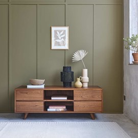 Meuble tv en mindi finition noyer