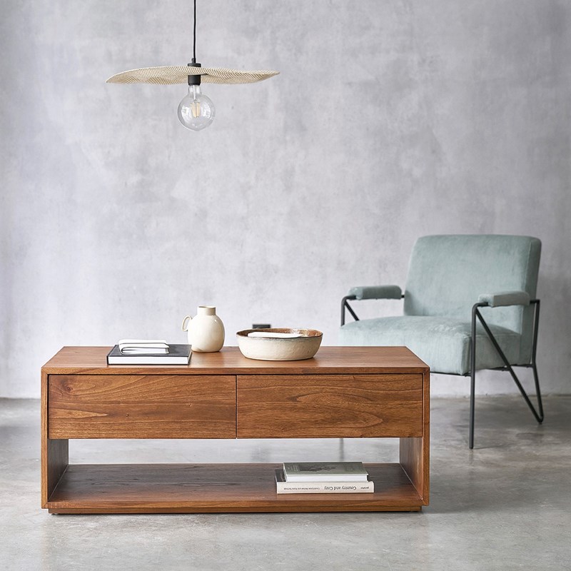 Berah Getah - Table basse en bois finition noyer