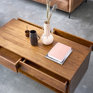 Table basse en bois finition noyer