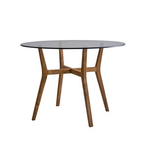 Table ronde en teck vitrée 4 pers