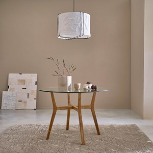 Table ronde en teck vitrée 4 pers