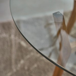 Table ronde en teck vitrée 4 pers