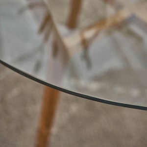 Table ronde en teck vitrée 4 pers