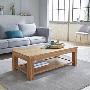 Table basse rectangulaire teck brut