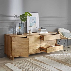 Commode mindi 3 tiroirs 2 portes