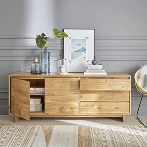 Commode mindi 3 tiroirs 2 portes