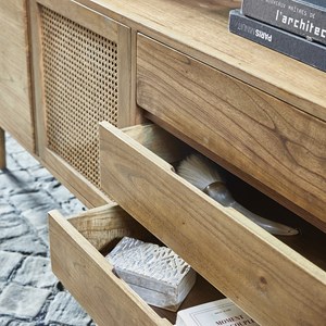 Buffet cannage mindi 2 portes 3 tiroirs