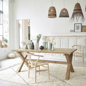 Chaise en bois de mindi assise tissée