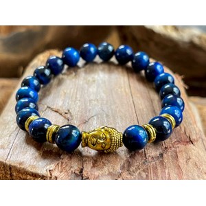 Bracelets en oeil de tigre teinté bleu - Natur'O Pierres